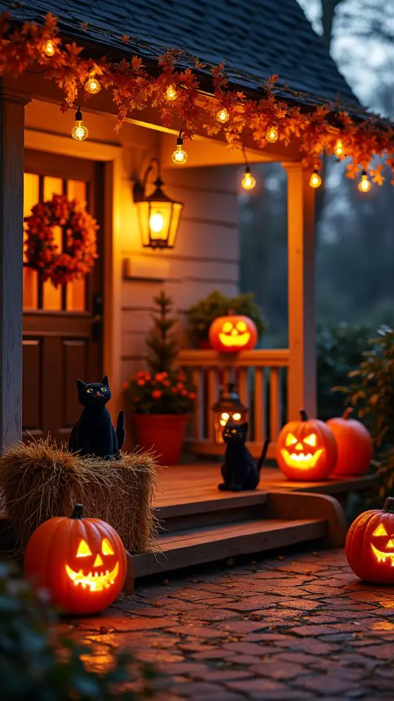 playful halloween cat decor