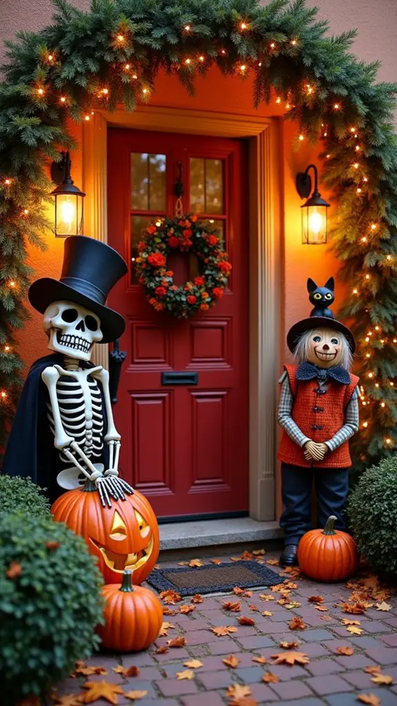 playful halloween entryway decor