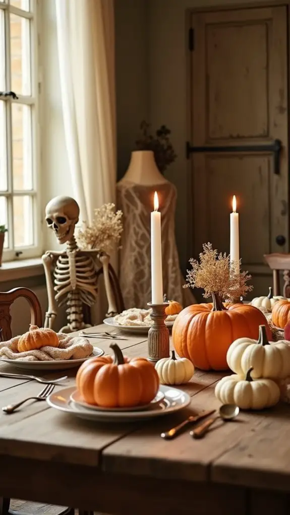 playful halloween skeleton decor
