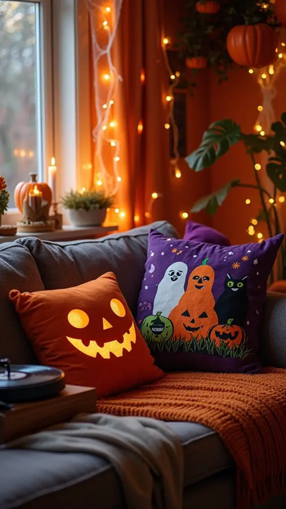 playful halloween throw pillows