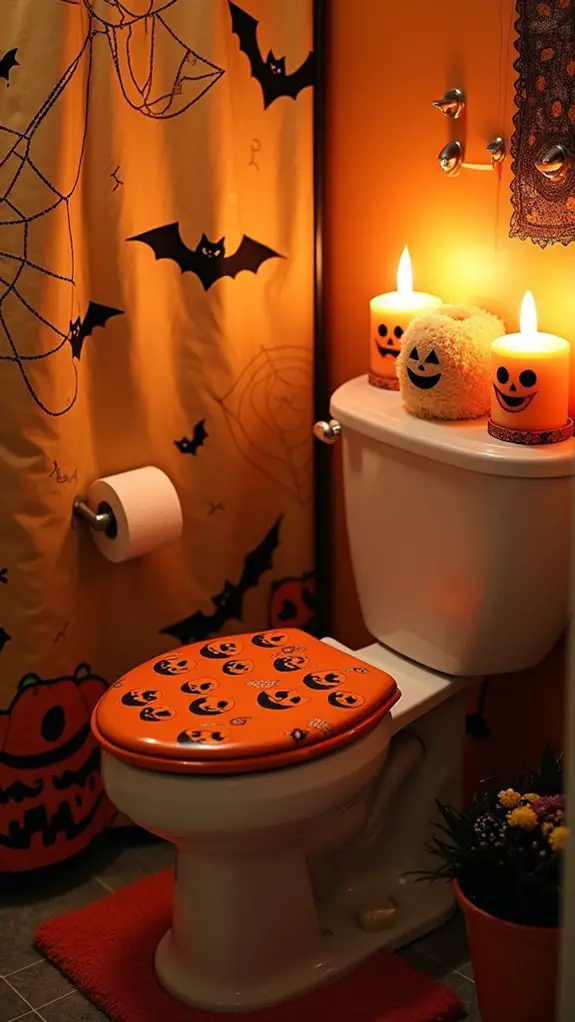 playful halloween toilet decor