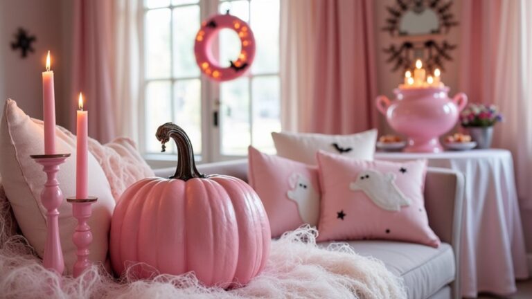 playful pink halloween decor