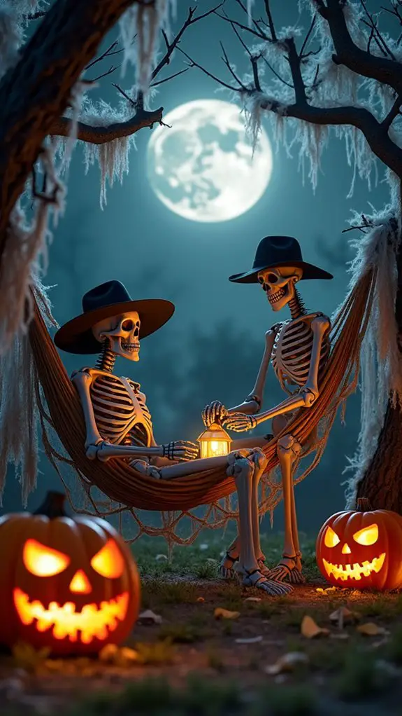 playful skeleton halloween displays
