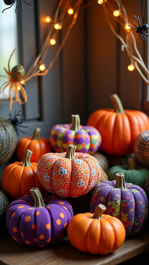 playful vibrant fabric pumpkins