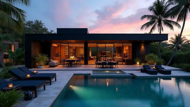 resort style black house pool