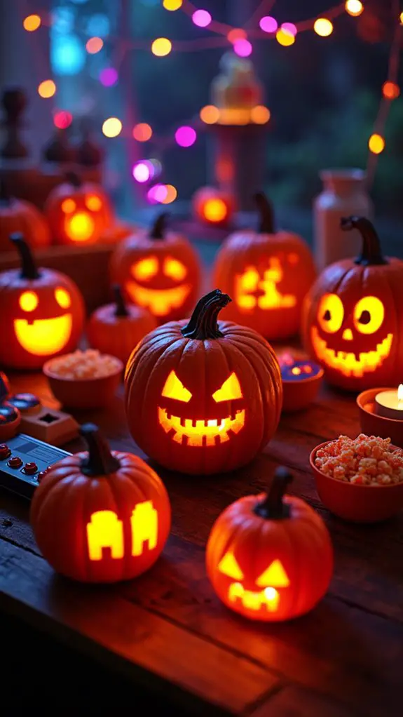 retro gaming pumpkin carvings