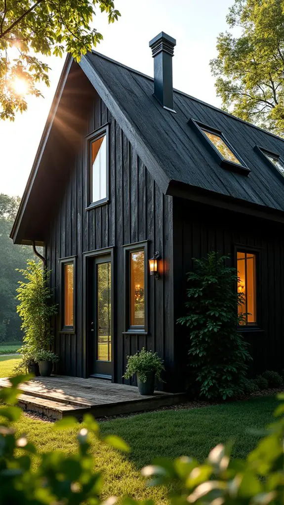 rustic black cabin retreat