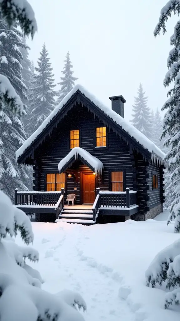 rustic black log cabin
