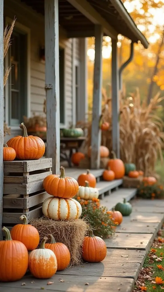 rustic vintage pumpkin display