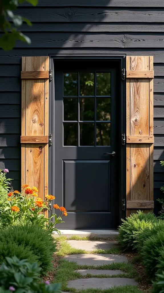 rustic wood shutters enhance warmth