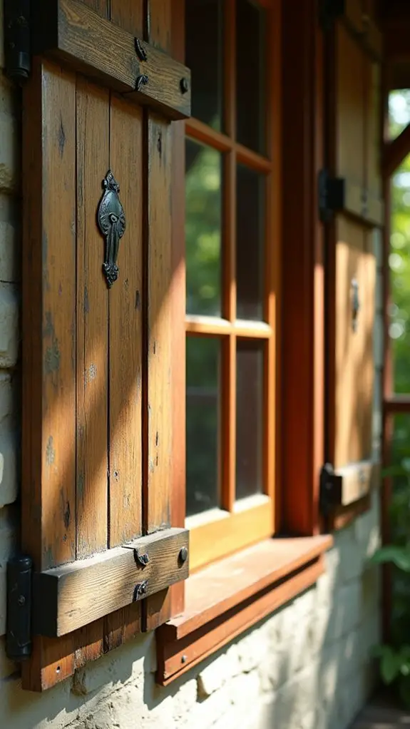 rustic wood window shutters
