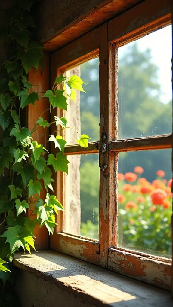 rustic wooden window frames