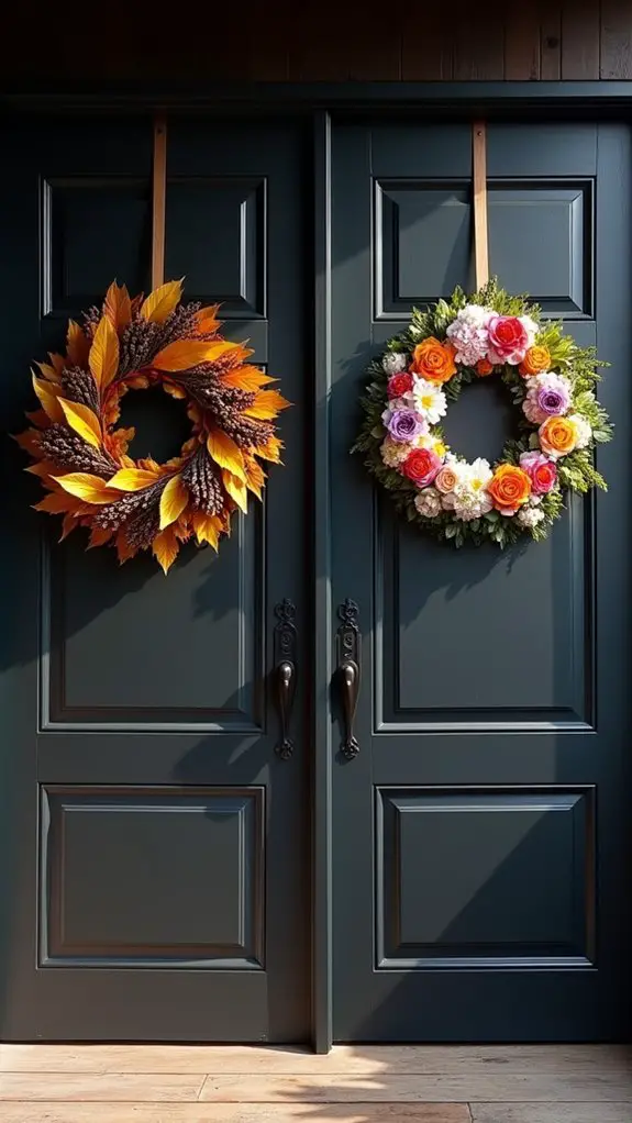 seasonal wreaths enhance entrance