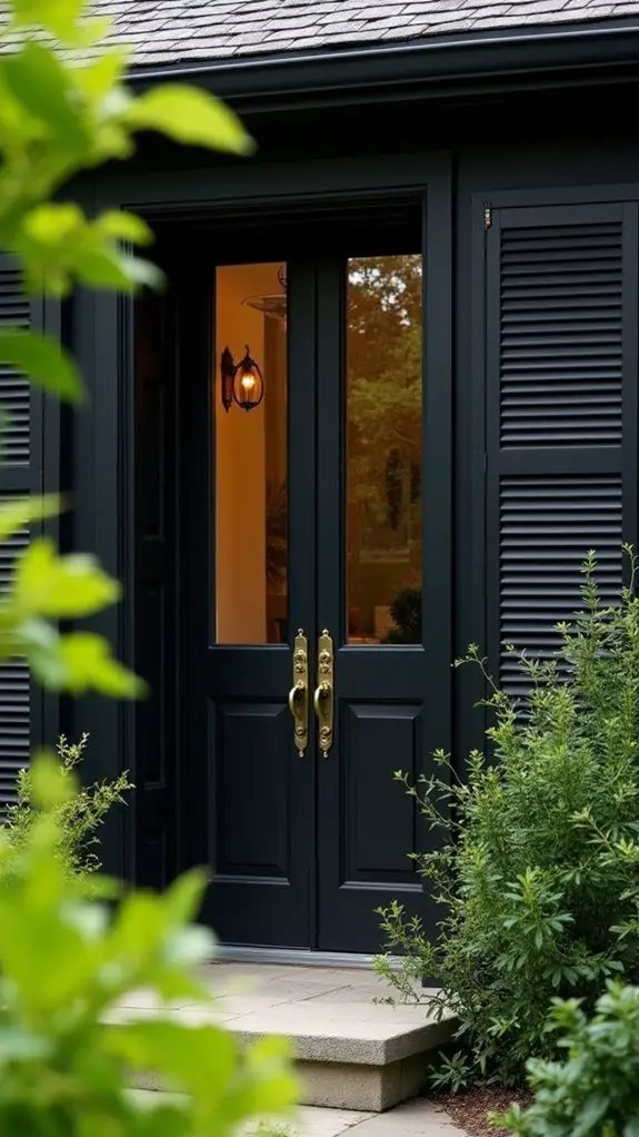 shutters with decorative hardware