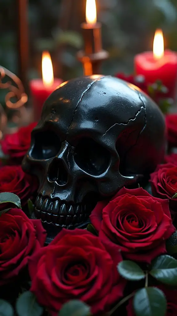sinister skulls with roses