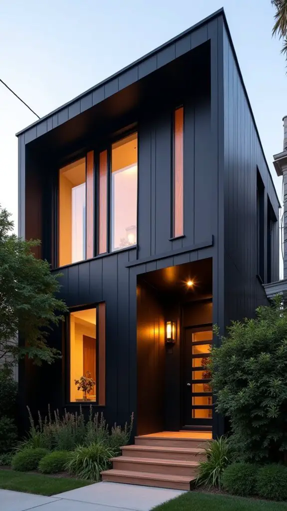 sleek black facade elegance