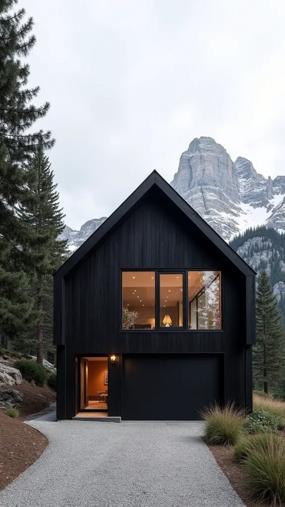 sleek black gabled architecture