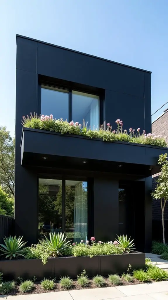 sleek black house succulents