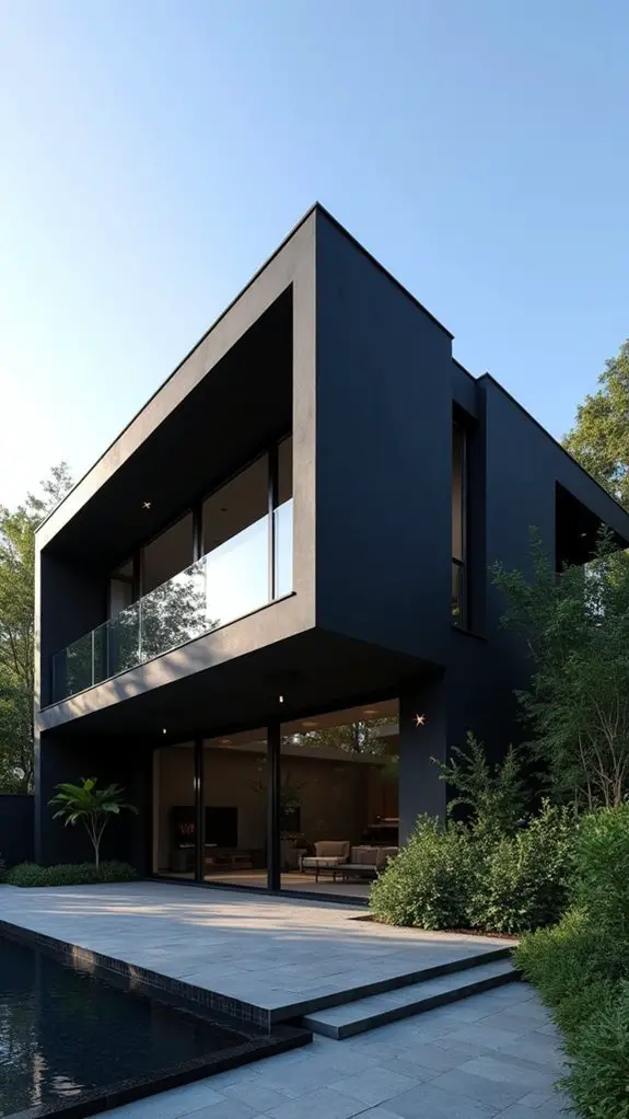 sleek black stucco elegance
