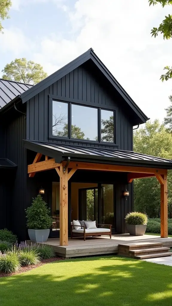 sleek black warm wood