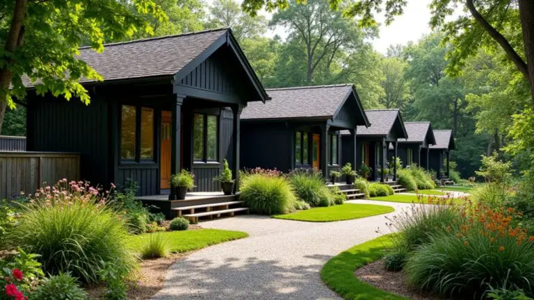 small striking black bungalows
