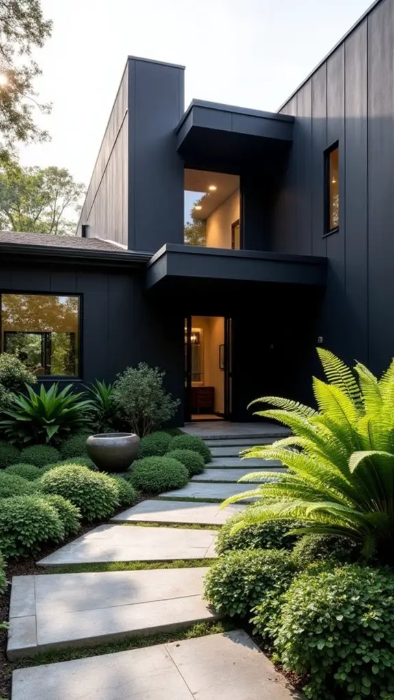 sophisticated black facade textures