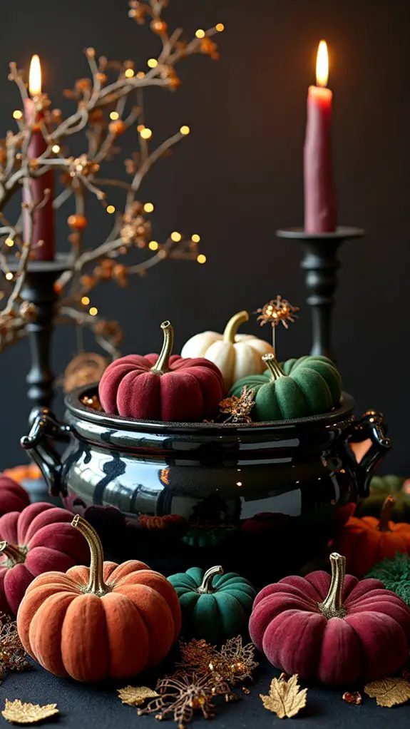 sophisticated halloween cauldron decor