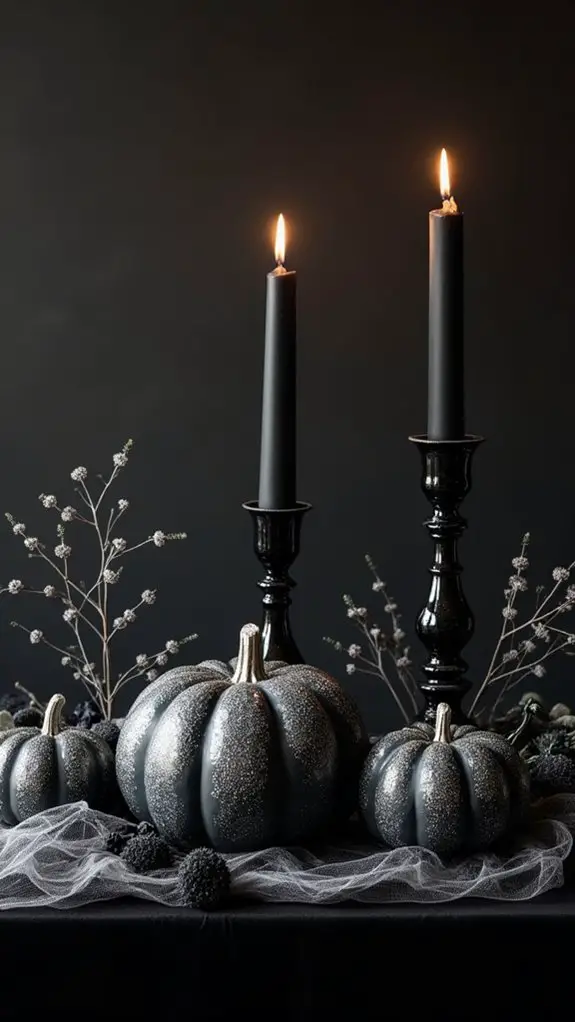 sophisticated monochromatic halloween decor