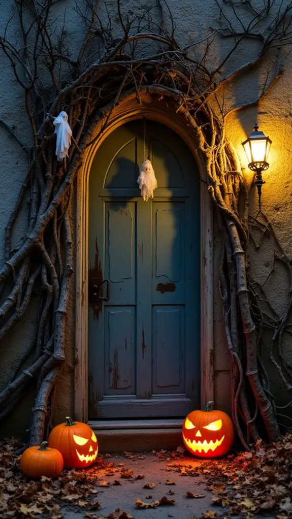 spooky halloween entrance decor