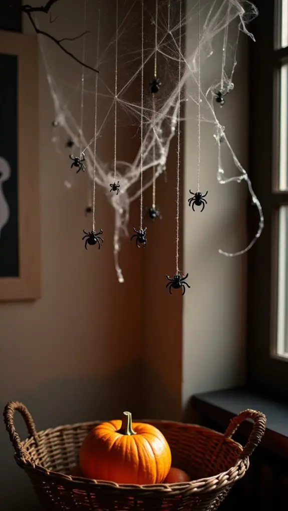 spooky hanging spider webs