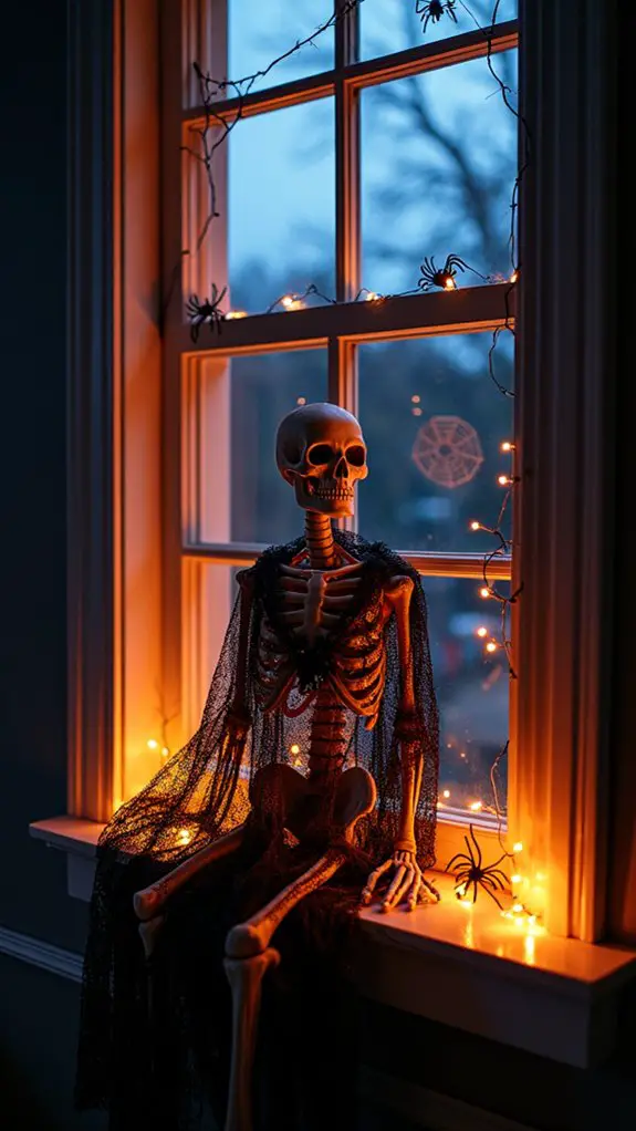 spooky skeleton window displays