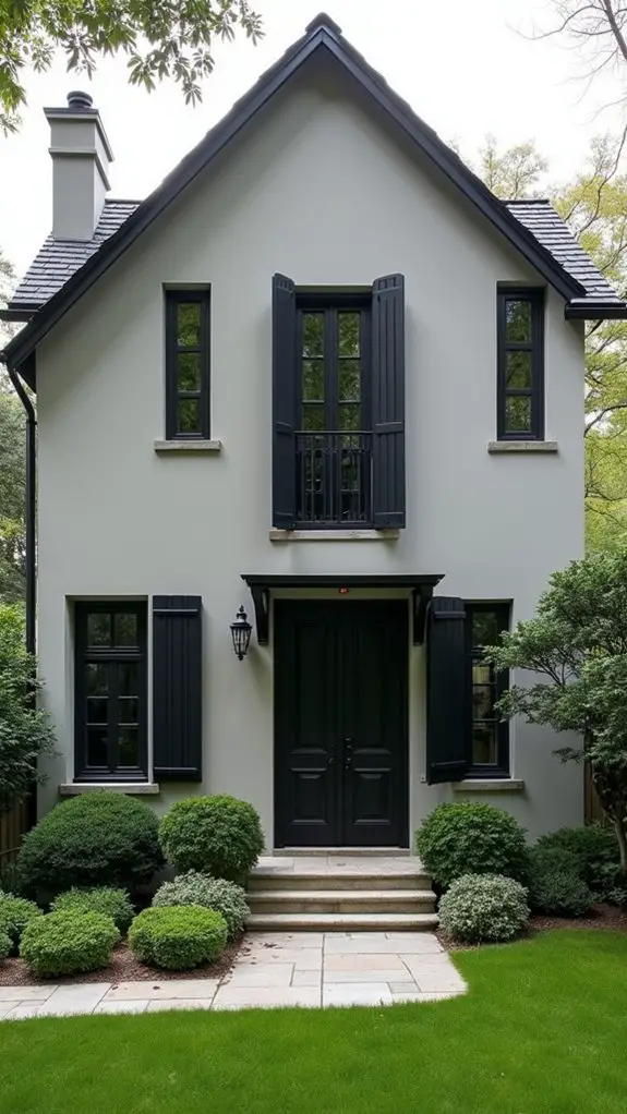 stone grey with black shutters