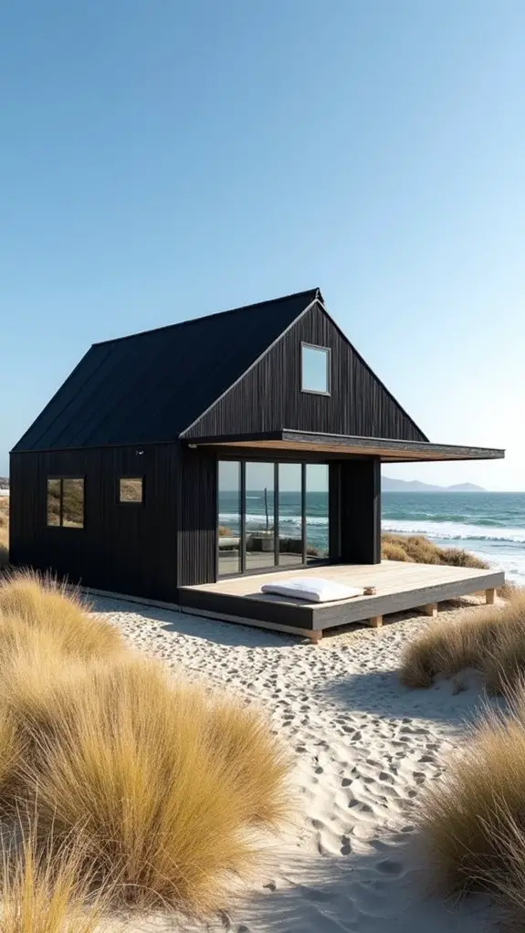 striking black beach house