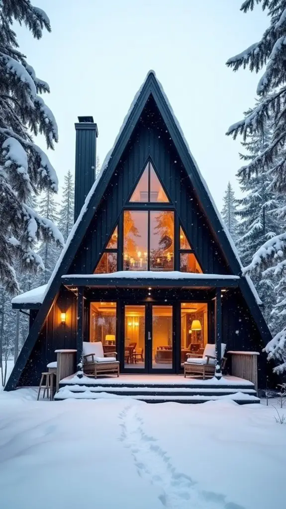 striking black winter retreat