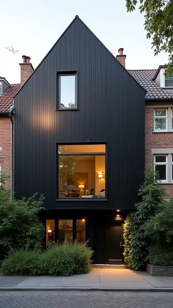 striking urban black townhouse
