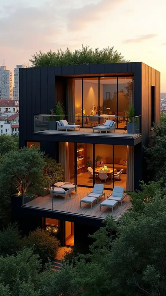 stylish balcony with skyline