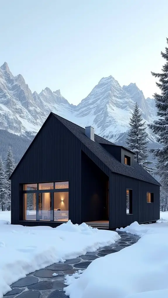 stylish black mountain chalets