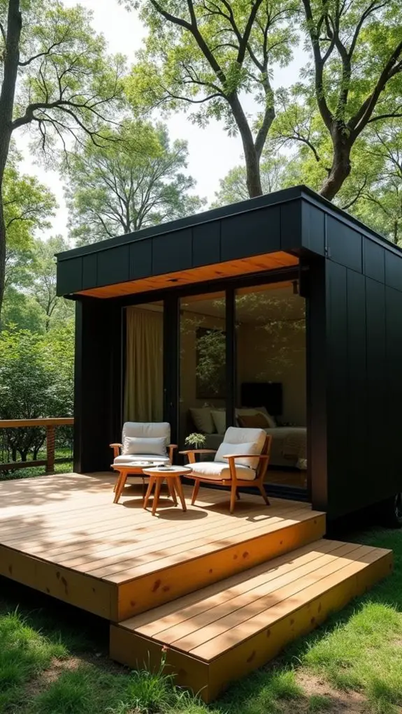 stylish compact black tiny home