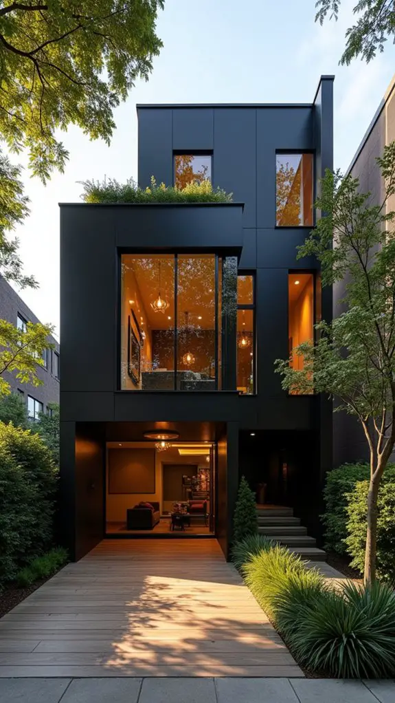 stylish urban black townhouse