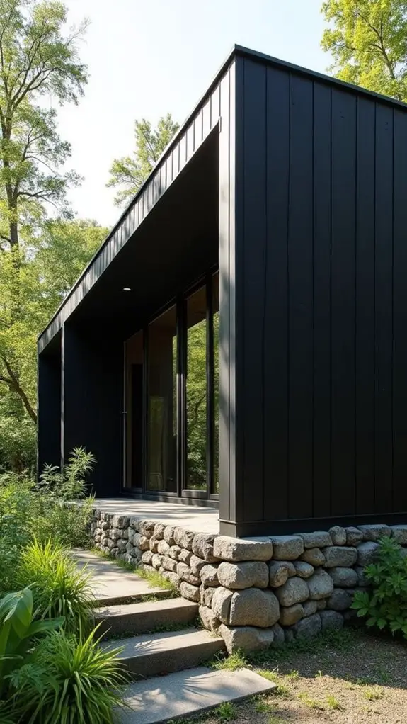 sustainable black stone house