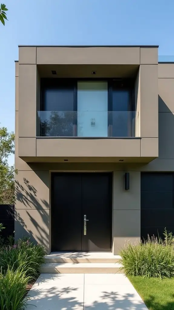 taupe panels black doors