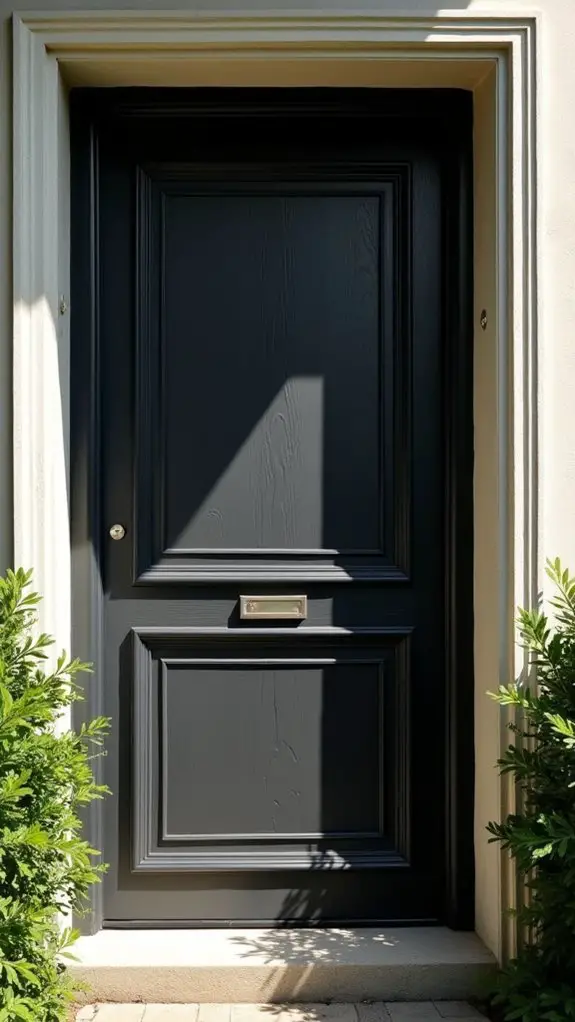 textured black door elegance