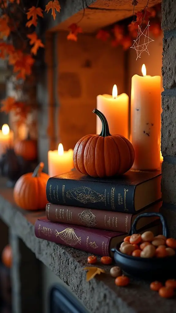 themed halloween book decor