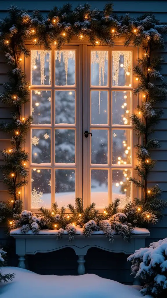 twinkling lights and snowflakes