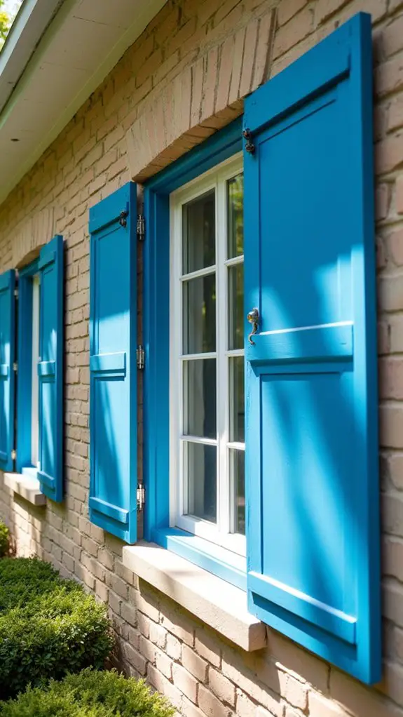 vibrant blue shutters contrast