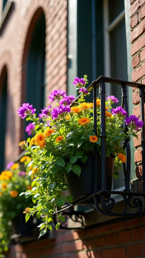 vibrant cascading flower boxes
