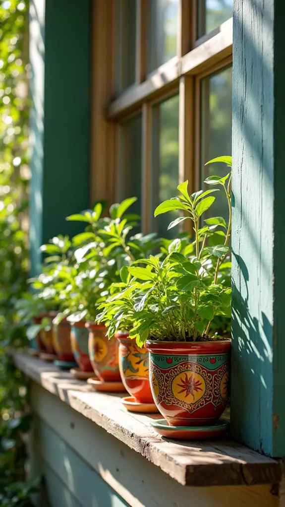 vibrant ceramic pots display