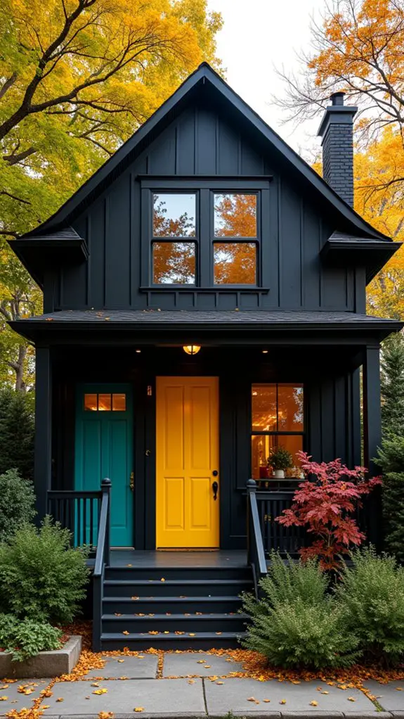 vibrant doorways against black