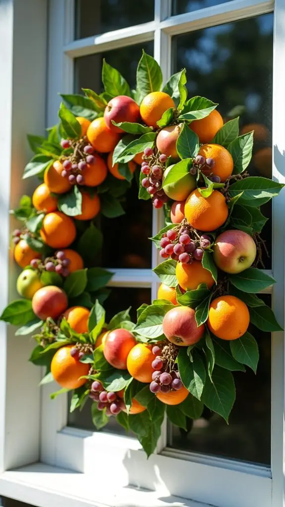 vibrant faux fruit wreaths