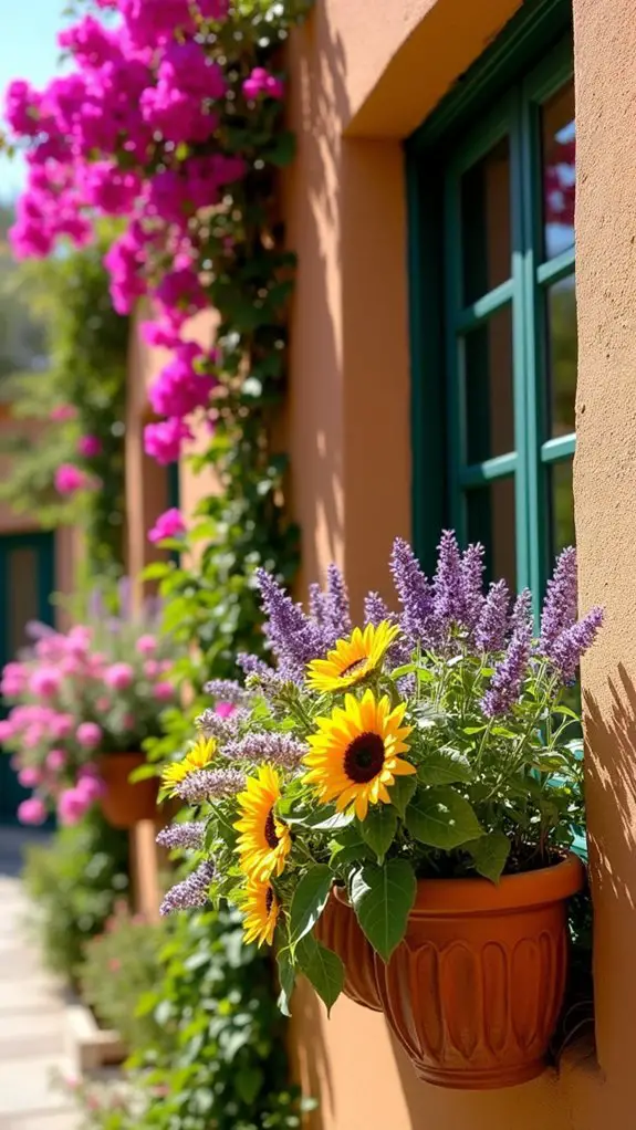 vibrant mediterranean window boxes